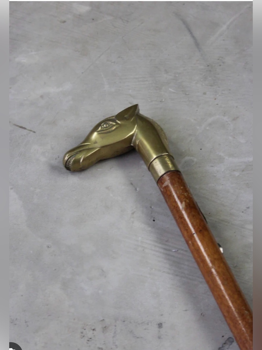 Antique Brass Horse Head Walking Stick - Brass & Wood | Brass Cane